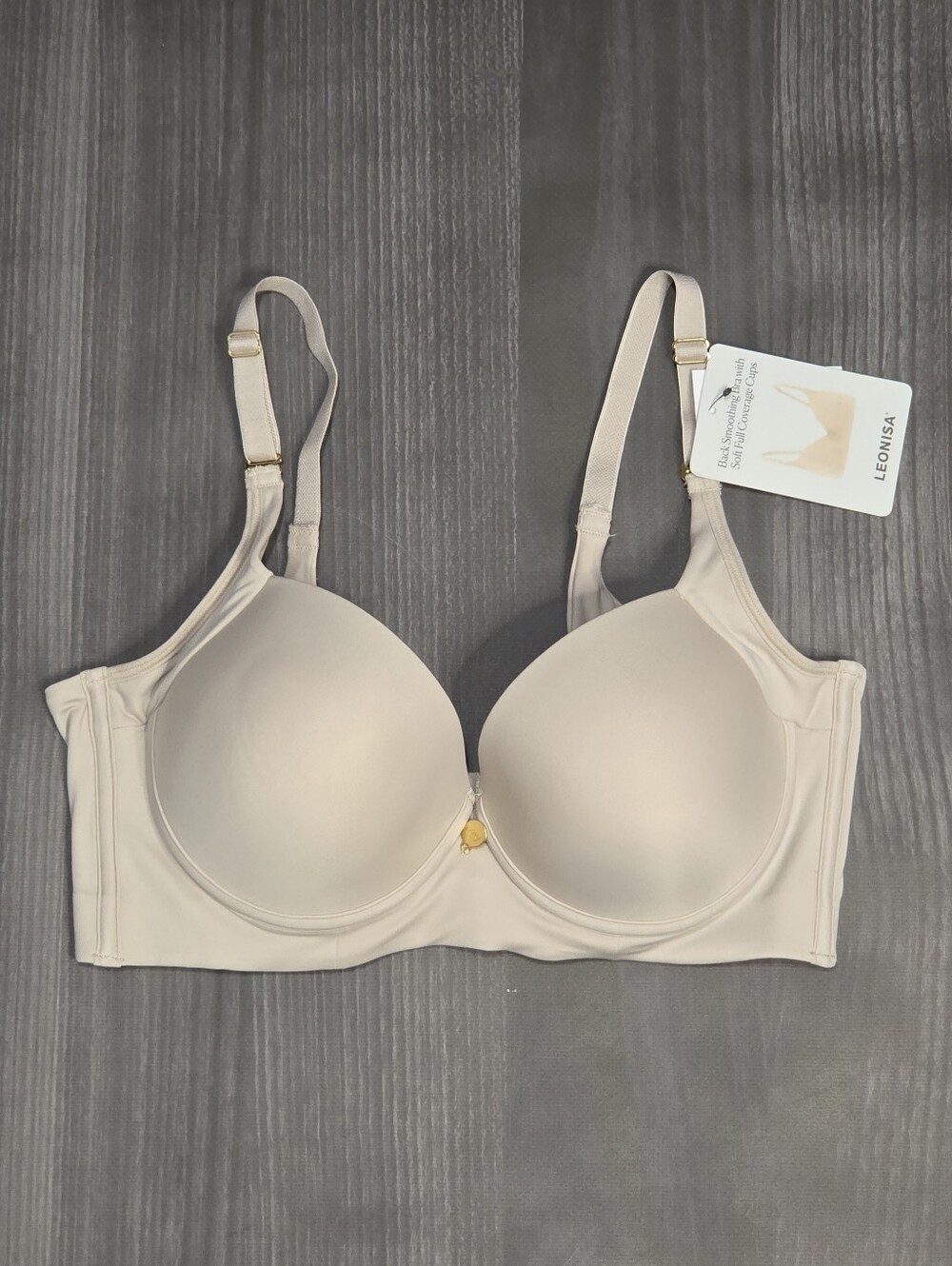 Leonisa Beige Bra 36B Underwire Full Coverage Lightly Padded Daily Comfort Soft